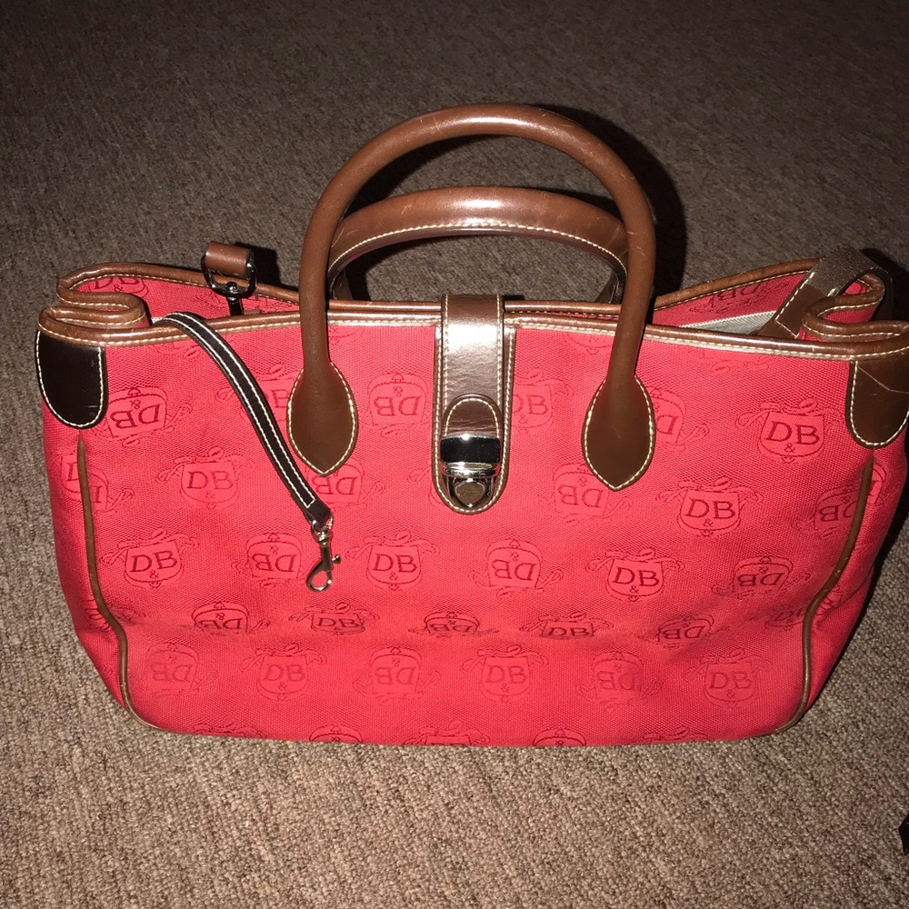 Vintage Dooney Bourke Red Canvas Signature DB
